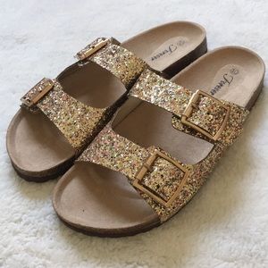 🆕 (Forever) Gold Double Strap Sandals, NWT